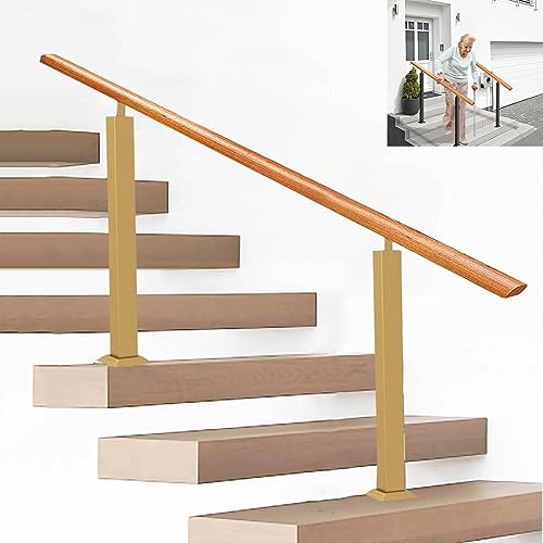 Klassische traditionelle Treppe für drinnen und draußen, verstellbarer Winkel, 0 bis 50 °, Betontreppe, Veranda, goldfarben, H 90 cm, L 160 cm