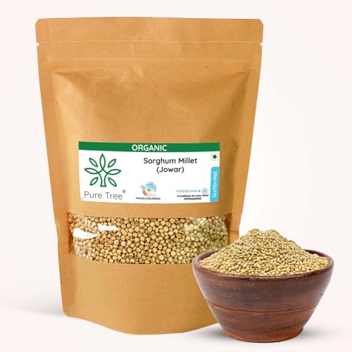 Image of Pure Tree Certified Organic Jowar Millet | 1.8 Kg / 1800 g | Sorghum Jawari Whole Grain | Unpolished Jonnalu | Gluten-Free-Millet