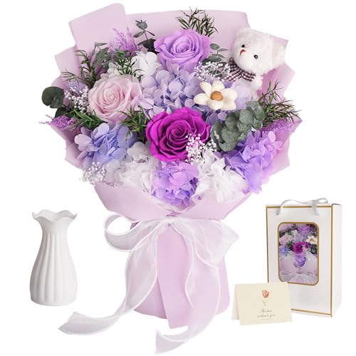 LOVEXIRAN Preserved Flowers with Bear