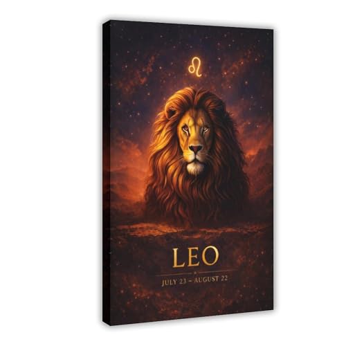 Poster toile astrologie Lion : sublimez votre salon avec une déco murale 30x45 cm