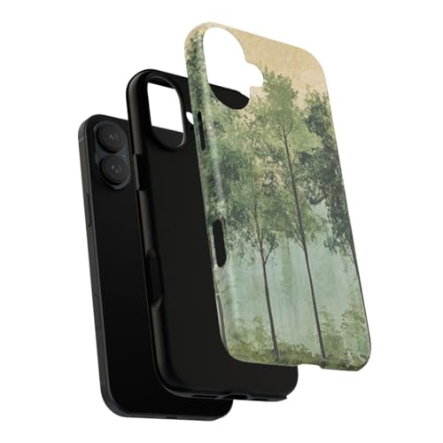 Art mural ligne d'arbre verte coque rigide mate iPhone 16 Plus - 3