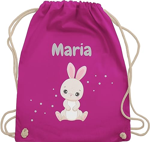 Turnbeutel Rucksack - Süßer Hase Hasen Hasenmotiv Rabbit Langohr - Unisize - Fuchsia - personalisierter tasche mädchen kindergarten beutel ostern kaninchen stoffbeutel kindergartentasche