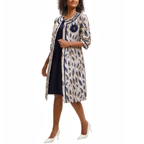 Women's Formal Church Dress Suit with Embossed Embroidery Long Jacket Church Set for Special Occasions or Wedding Parties3