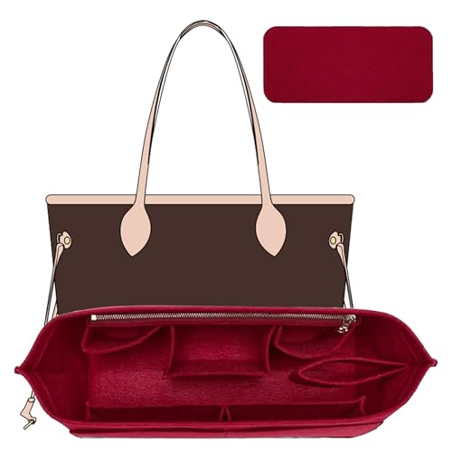 OAikor Organizador de Bolsa Vermelho com 10 Compartimentos e Modelador de Base, Compatível com C.oach City 33, Neverfull MM, G.oyard PM e Mais