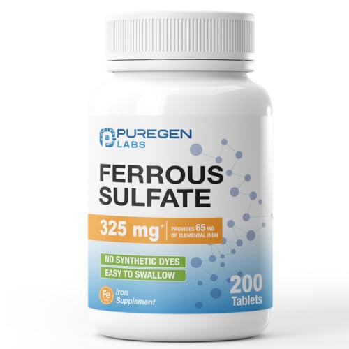 Puregen Labs Ferrous Sulfate 325 mg High Potency Iron
