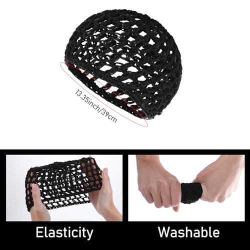 WLLHYF 4 Pack Hair Nets Cap Crochet Knit Snood Bonnets Sleeping Hairnet Fitted Hair Cover Wrap Comfortable Haircare Wave Cap for Keep Curls Ballet Serving Shower Bath Head Circumference 20-22in - Thumbnail 2
