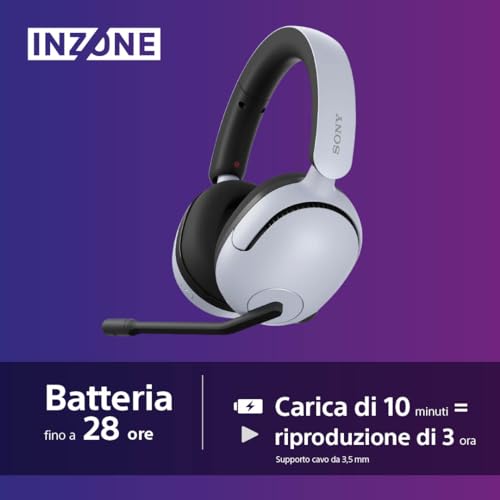 INZONE H5 - Cuffie gaming wireless, Suono spaziale a 360 gradi per il gaming, Vestibilità comoda, Durata della batteria 28 ore, Bassa latenza, Microfono con AI, Compatibili con PC e PS5-Bianco - Cuffia gaming - Immagine 5