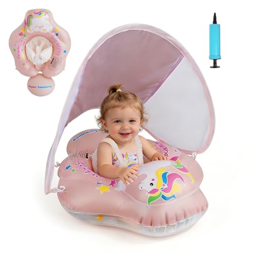 Bouée bébé piscine avec pare-soleil amovible pour tout-petits de 6 à 36 mois