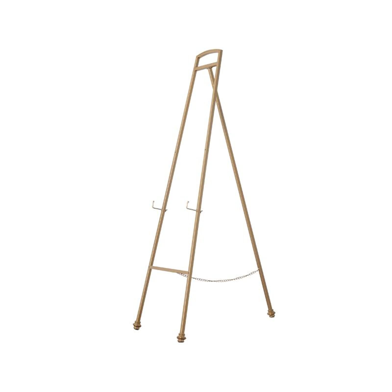 Caballete de Arte para Pintura, Caballete de exhibición de Metal Dorado Caballetes Plegables portátiles Caballete de Piso con Marco en A para Letrero de Boda, póster, Altura: 145 cm
