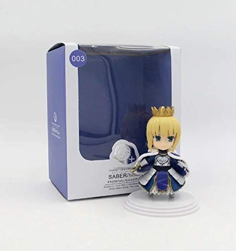 Knmbmg Fate/stay Night: Q version Arutoria Pendoragon/Saber Action Figure, Anime Pretty Girl Handmade PVC Model, Computer Desktop Decoration Collection High - 10cm, Anime Fans Best Gift Boxed