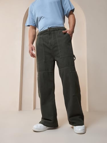 Image of Bewakoof Men Mid Rise Denim Solid Straight Fit Jeans|Straight Fit Jeans - Regular Fit | Classic Denim Pants | Everyday Casual
