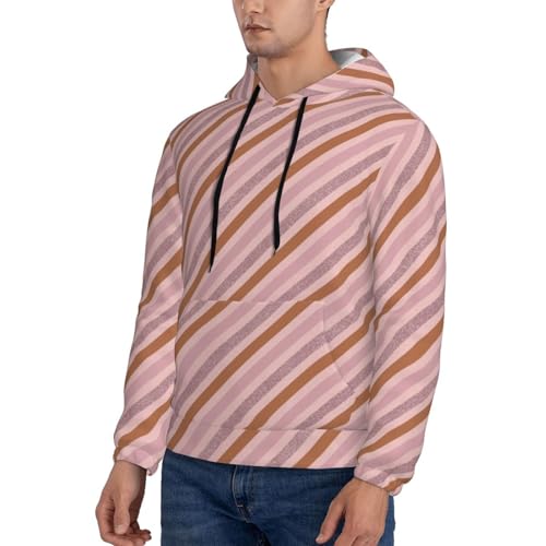 Hoodies For Men - Pink Diagonal Stripe Print Long Sleeve Casual Men'S Hoodies & Sweatshirts Pullover With Pocket3