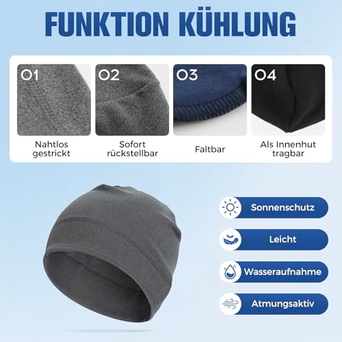 Solivive 3 Stück Fahrradmütze Unter Helm, Leichte Dünne Baumwollmütze für Herren und Damen, Warme Helmmütze Winddicht elastisch zum Joggen Laufen Radfahren Outdoor