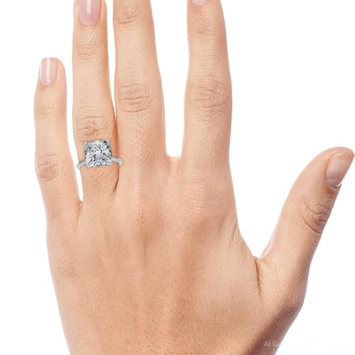 Pompeii Certified 3Ct Cushion Diamond Solitaire Engagement Ring 14k Gold or Pt Lab Grown (G/H,VS1-VS2)4