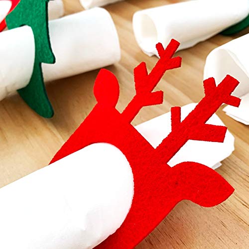 Suxgumoe anéis de guardanapo de Natal, 12 peças de fivelas de guardanapo fofas não tecidas com fivel
