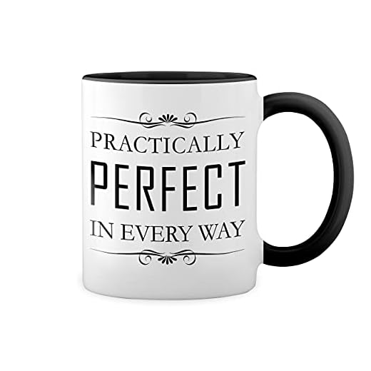 Practically Perfect Mary Poppins Blanca taza de café con RIM Negro y manija Mug