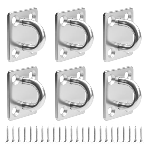 6 Pcs Pontet Inox, M5 Plaque à Oeillets en Acier Inoxydable, M8 Plaque à œil en Acier Inox, Crochets de Plafond Support Murale pour Suspension Fixation de Balançoire...
