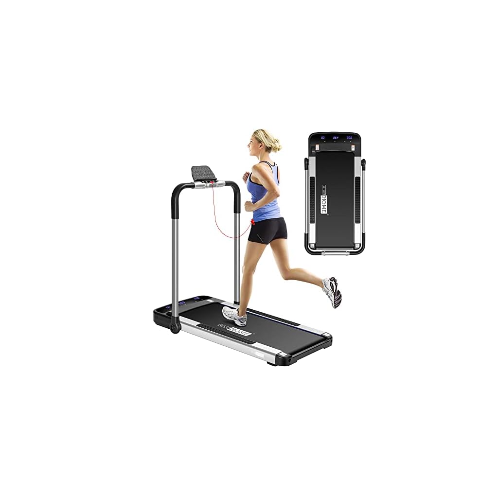 VIVOHOME-2-in-1-Under-Desk-Electric-Folding-Treadmill-225HP-with-APP-Watch-Remote-Control-LED-Display-and-12-Preset-Programs-Portable-Workout-Running-Jogging-Walking-Machine-for-Home-Office
