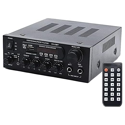 Mini Amplifier Bluetooth 5.0, Mochatopia Clearly and Reality Sound Amp, Class AB 2.0 Channel Audio Hi-Fi Stereo Power Amplifiers with Music FM Radio SD / USB Receiver for PC Mobile Phone House Room TV