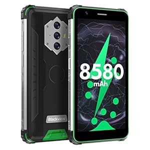 8580mAh Telephone Portable Incassable, Blackview BV6600 Smartphone Incassable 4G, 4Go+64Go/SD-256Go, Charge rapide 18W, 16MP+8MP, Écran 5.7″HD+, Dual SIM+5G WIFI/NFC/Face ID/OTG/GPS/2 Ans de Garantie