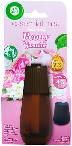 Airwick Essential Mist Automatic Fragrance Mist Diffuser Refill, Peony & Jasmine - 20 ml | Natural Essential Oils Diffuser Refill | Automatic Air Freshener