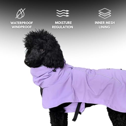 Spark Paws Dog Raincoat, Waterproof Windproof Rain Jacket, for Small Medium Large Extra Large Dogs, Reflective Breathable Full-Body Coverage Dry Suit - Purple - L by Spark Paws - Image 3