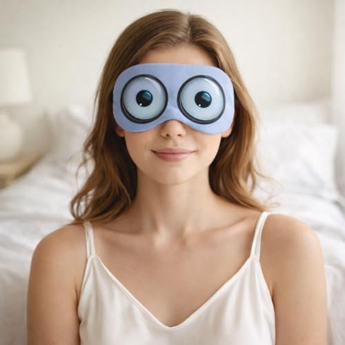 Image of Eye Mask for Sleeping with Adjustable Strap Super Soft Sleeping Mask Blind Fold for Comfortable Sleep Travelling Sleep Mask Pad for women (RoundeyeBlue-Gel)