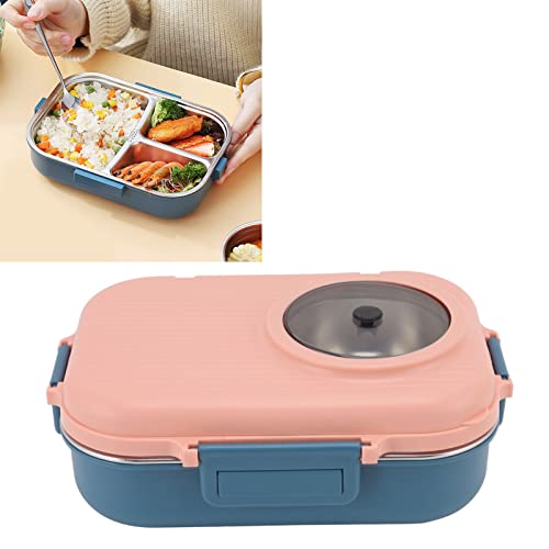 Thermal Lunch Containers, 4 Compartments Insulated Lunch Box Portable Bento Box with Spoon, Chopsticks and Soup Bowl for School Office Picnic (Pink) - Image 3