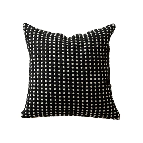 MOCOFO Black and White Throw Pillow Cover-Cotton Woven Pillowcase(18x18) (Black)