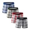 Boxershorts voor heren, katoenen onderbroek, basic boxerbroek, geruit, middelhoge taille, zacht, ademend, U-convexe…