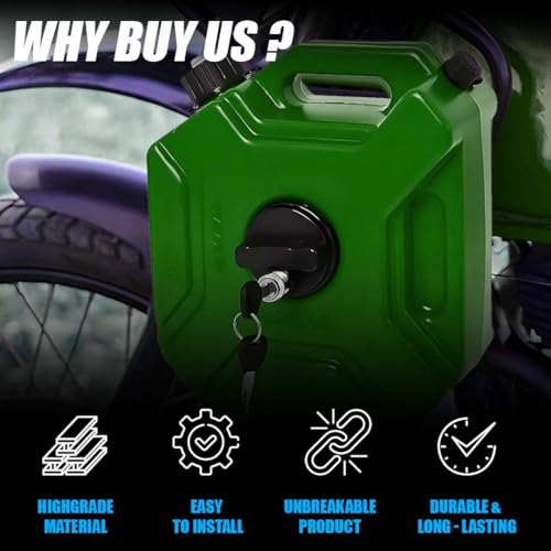 Image of Universal 5 Liter Fuel Jerry Can With Clamp and Cap For Motorcycle | Fuel Container Heavy Duty construction for Petrol /diesel /kerosene Storage (Green)