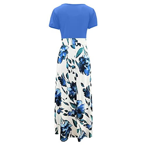 Vestidos femininos de manga curta floral para mulheres gola canoa camisa havaiana maxi vestidos long