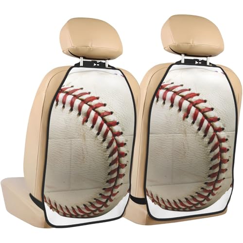 JTNWEC Sport Ball Baseball Print Car Seat Kick Mats with Organisers 2 Pack Backseat Protector Seat Covers for Your Car, SUV, or Truck