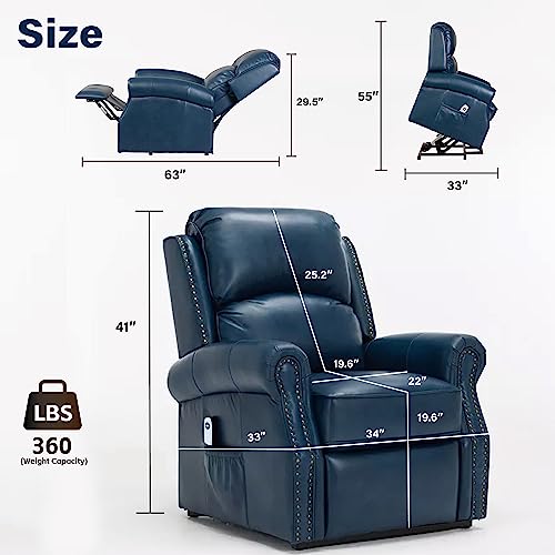 Lehboson Lift Chair Recliners, Electric Power Recliner Chair Sofa For Elderly,Faux Leather,Usb Ports,3 Positions And Side Pocket，（Navy Blue） #TOP4