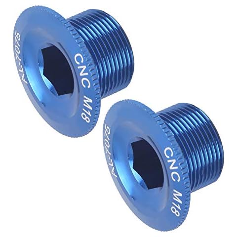 Haowecib Bike Crank Arm Bolts, 2Pcs Crank Bolt Aluminum Alloy Crank Cap Crank Screw Cap Bike Accessory for Bike Bicycle(M18 Blue) Cover
