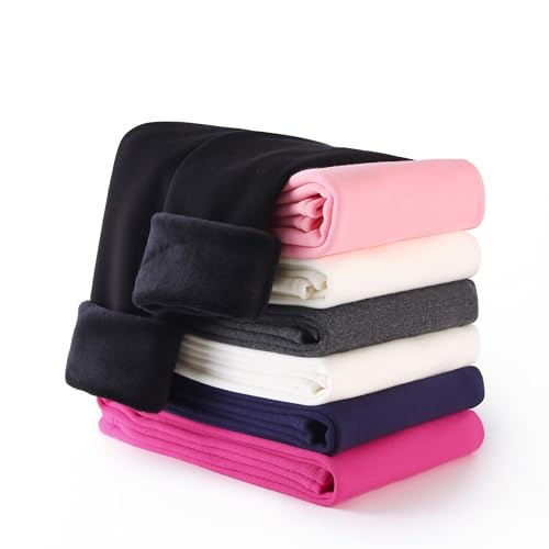 Girls Winter Leggings Thick Cotton Fleece Lined Girls Pants Warm Stretchy Thermal Tights Pants for 4-12Y