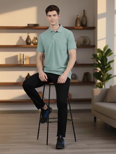Image of Lux Cozi Men's Cotton Blend Polo T-Shirt with Chest Pocket | Collar T-Shirts for Men | Half Sleeves | Plain - Regular Fit (Pack of 2)