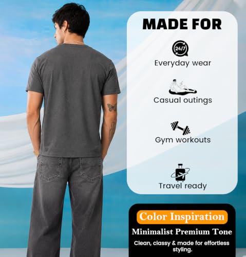 Image of Sleepynuts Men's Everyday Wear Crew Neck Regular Fit T-Shirt | Half Sleeve Solid Plain Casual T-Shirt for Men | Soft Breathable Fabric |