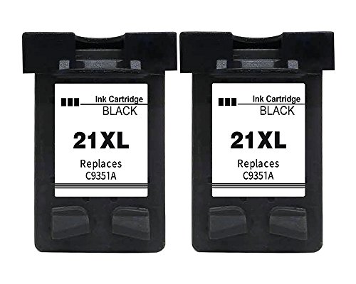 21XL Tinta de Impresora Reemplazo para HP 21 XL Negro Cartuchos de 2 Pack