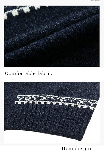 Mens Full Zip Cardigan Sweater Jacquard Pattern Stand Collar Ribbed Knit Long Sleeve Sweater2