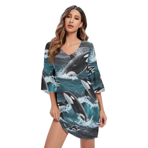 Robe décontractée en mousseline anti-chaleur imprimée fluide