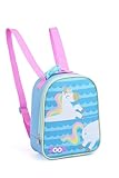 Mochilinha Lancheira Térmica Infantil Zoop Unicórnio, Azul e Rosa, 23x18x8 cm, com Alças Ajustáveis e Elástico Interno