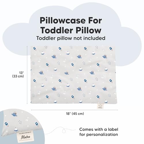 Image of KeaBabies Toddler Pillowcase 13x18 Organic Cotton Cover (Cosmo) | Standard Toddler Pillowcase for Kids, Boys Girls, Soft, Durable Cotton Cover for Miniature Sleepy Pillow Cute Color No Pillow