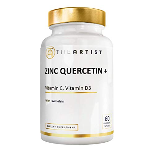Artist Nutrition Zinc Quercetin with Bromelain - Vitamin C with Zinc - Vitamin D3 5000 IU - Antioxidant & Immune Support Supplement - Anti Inflammatory - 5 in 1 Daily Supplement - 30 Vegan Capsules