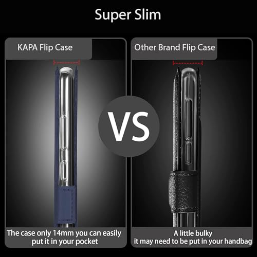 Image of Kapa Noble Slim Magnetic Leather Flip Case Cover for Oppo Reno 14 5G | Card Holder Stand Flip Wallet Case (Blue)