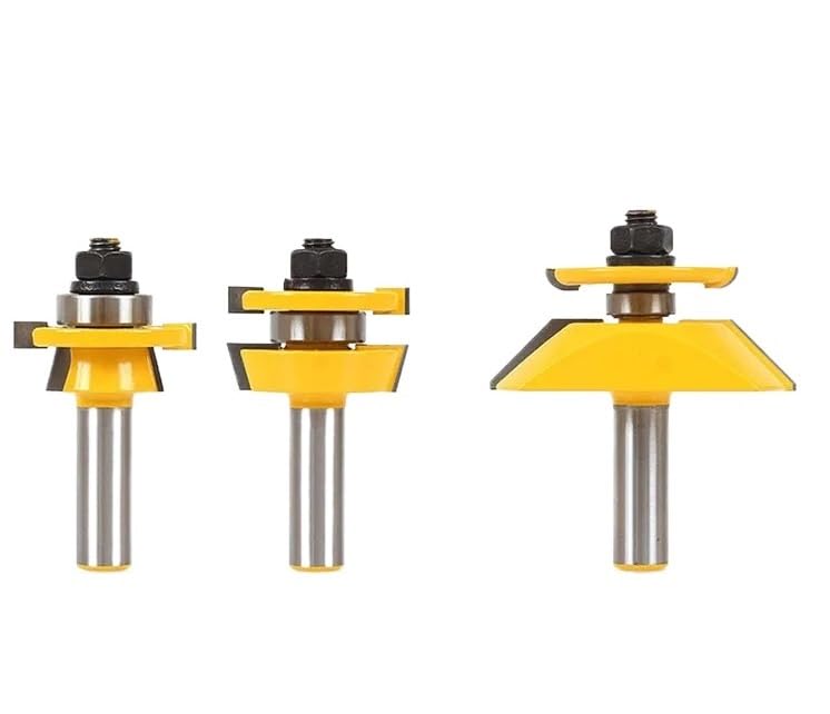Zestaw 3 szt. frezów trzpieniowych 1/2" 12,7 mm do rzeźbienia w drewnie, drzwi szafek, z węglika spiekanego dla stolarzy