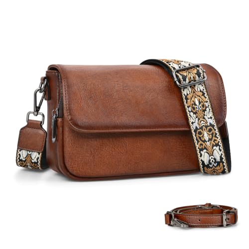 WILLSOLUNA Leather Crossbody Purses Women Anti Theft Medium Shoulder Bags