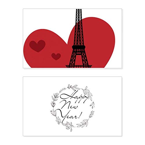 Tarjeta de Año Nuevo con mensaje de amor y Torre Eiffel para momentos mágicos