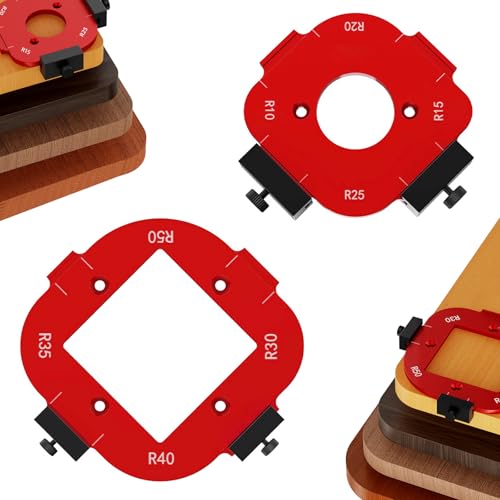 ATSGLZN 2 Stück Frässchablone Oberfräse,Frässchablonen für Oberfräse R10, R15, R20, R25, R30, R35, R40, R50 für Holzbearbeitungs-DIY-Projekte