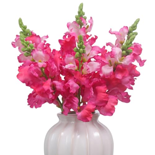 Xdyyjrasa Flores Artificiales Snapdragon – 6 Piezas de Flores de Seda Rosadas de Tacto Real de 16, 14 Pulgadas, para decoración del hogar y la Boda